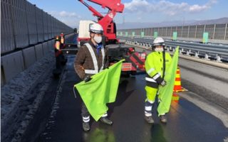 中央道 下り線 走行車線規制（松本営業所）