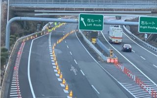中央自動車道 下り線 左ルート閉鎖規制（大月営業所）