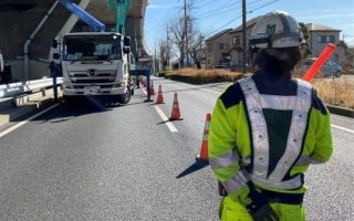 埼玉県道川口安行慈林交差点付近 下り線 右側車線規制(加平営業所)