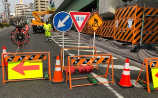 名古屋高速 東別院側道 車線規制（名古屋西営業所）