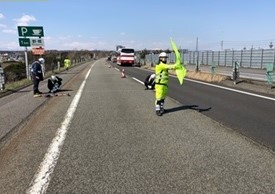 道央自動車道 上り線 走行車線規制（札幌営業所）