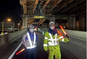 国道274号線 下り線 第一走行車線規制（札幌営業所）