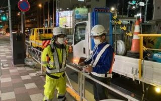 港区三田5丁目付近 走行車線・歩道規制(葛西営業所)