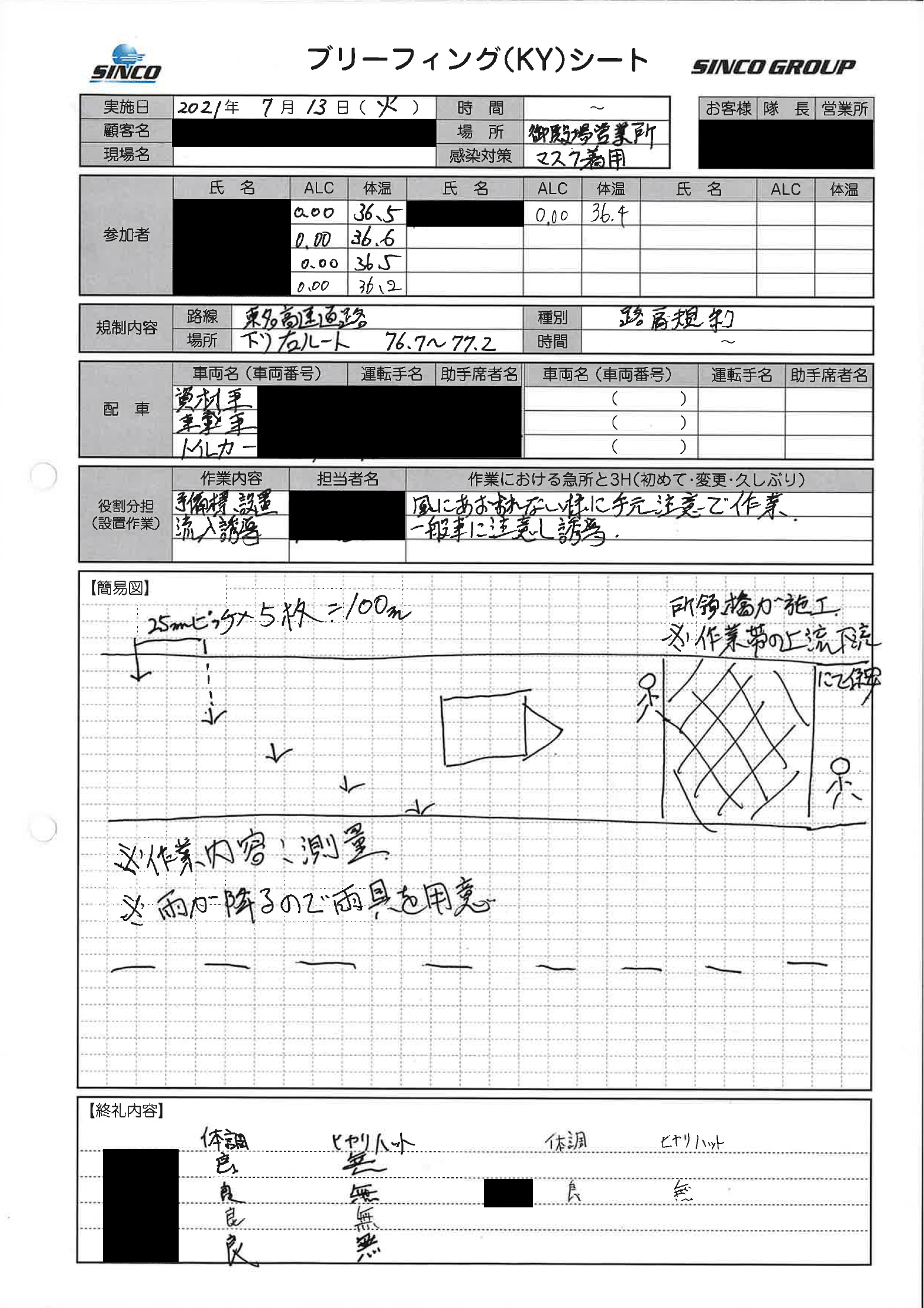 所長パトロール 東名高速道路 路肩規制 御殿場営業所 シンコーハイウェイサービス