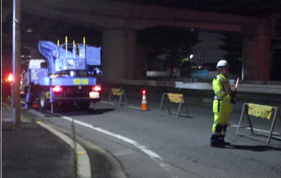 所長パトロール 県道102号線 八潮付近　走行車線規制（埼玉営業所）