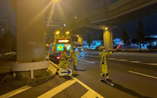 所長パトロール 首都高速道路横羽線 下り線 車線規制(横浜営業所)