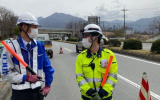 所長パトロール 国道137号線Fランプ 路肩はみ出し規制（甲府営業所）