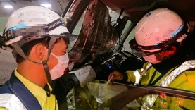 安全パト 中央自動車道 上り線 走行車線規制（大月営業所）