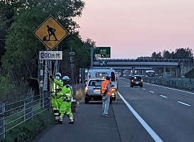 所長パト 道央自動車道 上り線 走行車線規制（札幌営業所）