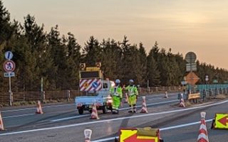所長パトロール 道央自動車道 対面通行規制（札幌営業所）