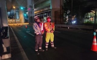 大阪中央環状線 下り線 左車線規制（西宮営業所）