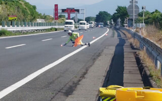 支社長パト 関越自動車道上り線走行車線規制（高崎営業所）