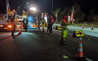 所長パト 道央自動車道上下線対面通行規制（江別営業所）