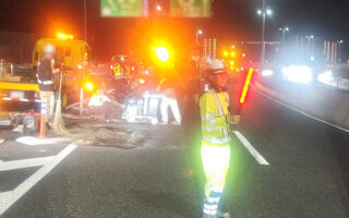 安全パトロール 阪神高速3号神戸線下り線走行車線規制（西宮営業所）