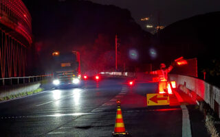 役員パトロール 中央自動車道上り線走行車線規制（大月営業所）