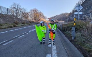 支社長パトロール 札樽自動車道下り線走行車線規制（札幌営業所）