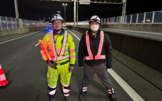支社長パトロール 阪神高速道路4号湾岸線下り線追越車線規制（西宮営業所）