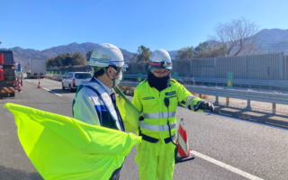 所長パトロール 中央自動車道上り線走行車線規制（甲府営業所）