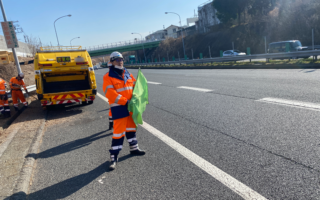 所長パトロール 中央道　上り線路肩規制（八王子維持営業所）