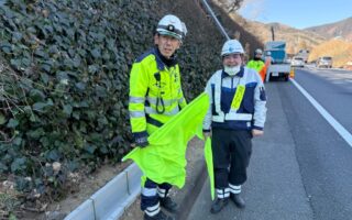営業所パトロール 中央自動車道下り線路肩規制（八王子多摩営業所）