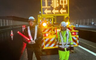 営業所パトロール 阪神高速道路５号湾岸線上り線右2車線規制（西宮営業所）