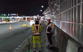 支社長パトロール 横浜新道下り線走行車線規制（港北営業所）