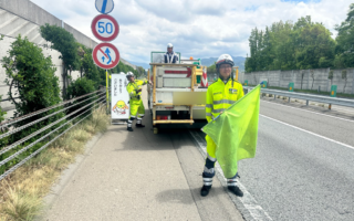 撤去パトロール 中央自動車道上り線走行車線規制（甲府営業所）
