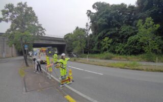 所長パトロール 県道24号下り線車線規制（市原営業所）