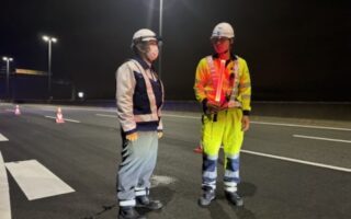 支社長パトロール 阪神高速5号湾岸線下り線車線規制（西宮営業所）
