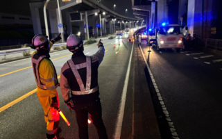 営業所パトロール 大阪府道29号臨海線下り線車線規制（西宮営業所）