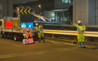 所長パトロール 国道20号下り線走行車線規制（八王子多摩営業所）