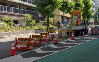 所長パトロール 県道60号走行車線規制（名古屋東営業所）