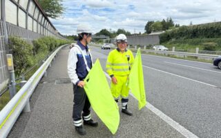 所長パトロール 中央自動車道上り線走行車線規制（大月営業所）