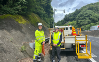 所長パトロール 中央道下り線路肩規制（八王子多摩営業所）