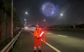 安全パトロール 中央道上下線路肩規制（八王子維持営業所）