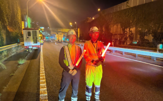 営業所パトロール 京葉道路下り線走行車線規制（千葉営業所）