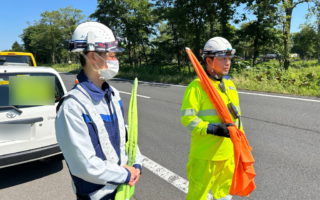 営業所パトロール 道央自動車道下り線走行車線規制（江別営業所）