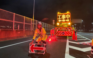 営業所パトロール 阪神高速4号湾岸線下り線ランプ規制（西宮営業所）
