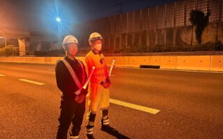 安全パトロール 京葉道路上り線車線規制（千葉営業所）