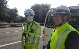 営業所パトロール 関越自動車道下り線追越車線規制（所沢営業所）