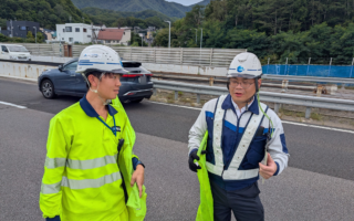 支社長パトロール 道央道下り線車線規制（江別営業所）