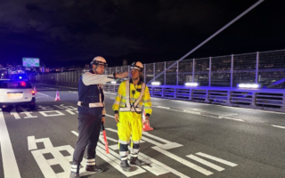 支社長パトロール 阪神高速5号湾岸線下り線車線規制（西宮営業所）