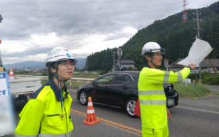 安全パトロール 国道19号線上り線片側交互通行規制(飯田営業所)