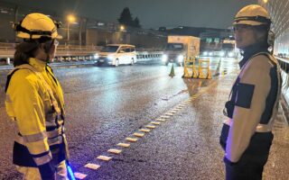 役員パトロール 東名高速自動車道下り線左2車線規制（八王子維持営業所）
