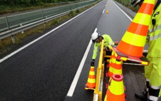 所長パトロール 中央自動車道　富士吉田線上り線走行車線規制（大月営業所）