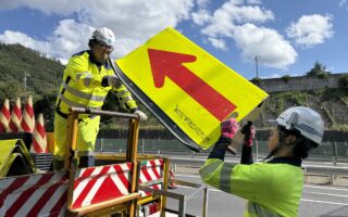 撤去パトロール 長野自動車道下り線走行車線規制（松本営業所）