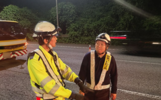 所長パトロール 国道16号保土ヶ谷バイパス下り線2/3追い越し規制（横浜町田営業所）