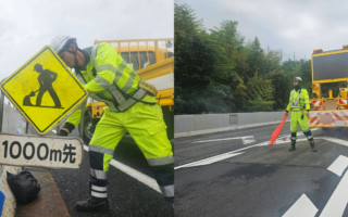 営業所パトロール 阪神高速上り線追越車線規制（神戸西営業所）
