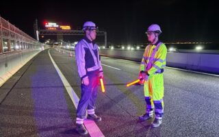 支社長パトロール 阪神高速湾岸線4号下り線車線規制（西宮営業所）