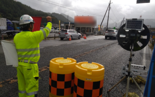 安全パトロール 国道19号線上り線片側交互通行規制（飯田営業所）